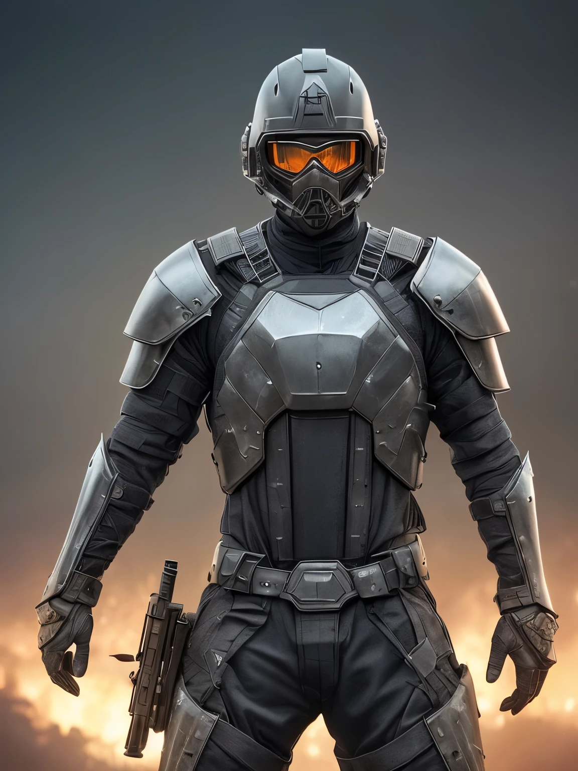 hyperrealistic dark photoshot of indonesia ((military)), mask, helmet, carbon black glasses, M16, bluster, posing, agressive view, acsonometric direction, futuristic architecture, wet jakarta city background, overdetailed texture, hdr+, 8k, QHD, backlighting, glow, unreal engine, dynamic lighting, beautyfull refraction, ((low-key lighting, dimly light)), (((intricate electric components surface texture covering armor))), saturated colors, vignette