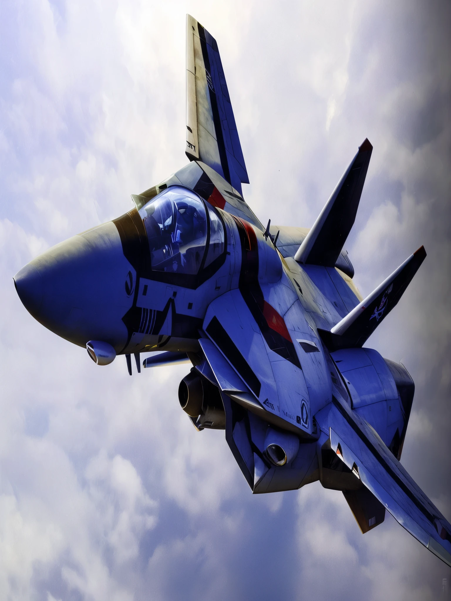 there is a fighter jet flying through the air with a cloudy sky behind it, macross, tomcat raptor hornet falcon, style of macross, vf-1s jetfire, valkyrie fighter jet, jet fighter background, f - 9 1 / 1 2 5, macross franchise, jet fighter, fighter jet, tomcat replica, panavia tornado