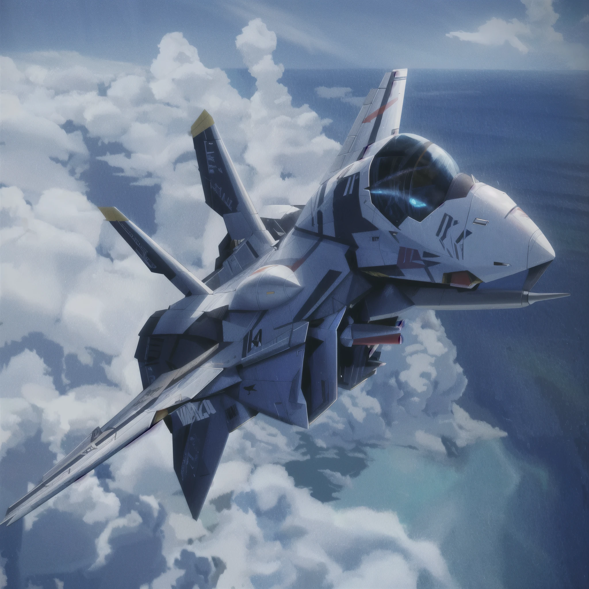 there is a jet flying in the sky with clouds in the background, macross, tomcat raptor hornet falcon, style of macross, macross franchise, jet fighter background, 4 k hd wallpaper c 1 7, jet fighter, vf-1s jetfire, valkyrie fighter jet, fighter jet, ace combat, macross frontier, acecombat, amazing wallpaper