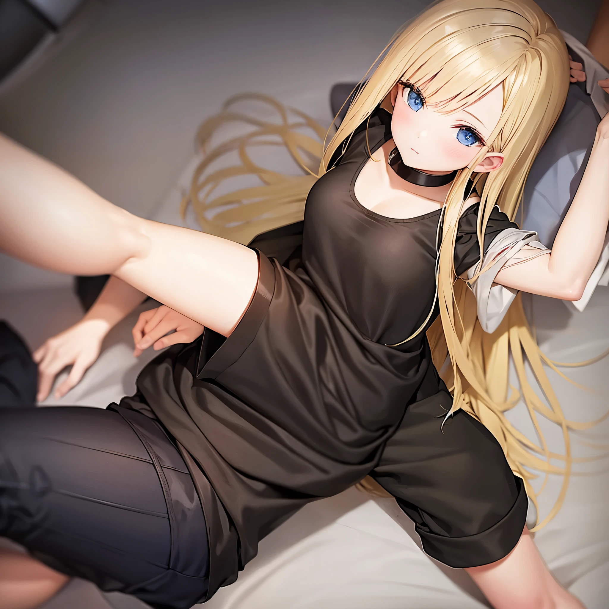 (((masterpiece))), best quality, highly detailed,extremely detailed CG unity 8k wallpaper,illustration, solo,da,bare leg,underwear,pantyhose,small breast,solo,dark blue eyes,medium hair,blonde ,small breast,indoor,grey backgrpund, pipe,strong light and shadow contrast ,pantyhose,cinematic shot,Studio lighting,"A blonde girl sitting on the ground wearing just underwear in a dimly lit room, waiting with anticipation and a mix of unease and excitement evident on her face.", dimly lit room,unease,excitement evident