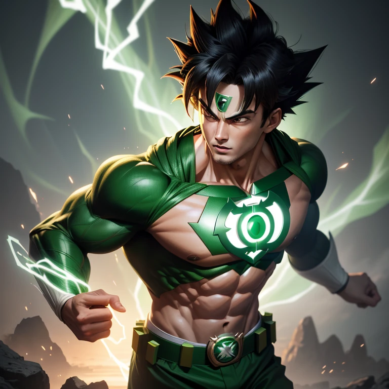 Masterpiece, Best Quality: Goku in a Green Lantern Suit
(Top Quality, 4K)
An iconic image of Goku donning the Green Lantern suit, exuding power and determination.
The suit's vibrant green color stands out against the backdrop of a serene scenery, enhancing the heroic aura of the character.
The Green Lantern symbol shining brightly on Goku's chest, intricately detailed and giving off a gentle, ethereal glow.
The suit's texture is ultra-detailed, each crease and fold uniquely rendered, creating an impressive 3D effect.
Realistic and lifelike, G