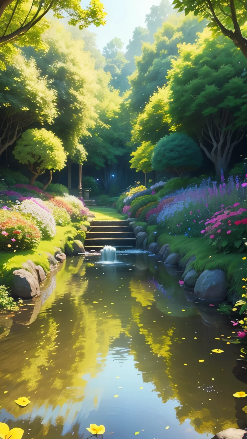 (best quality,4k,8k,highres,masterpiece:1.2),ultra-detailed,(realistic,photorealistic,photo-realistic:1.37),peaceful garden of flowers for background,magical forest with vibrant blooms,serene atmosphere,delicate petals dancing in the wind,colorful blossoms covering the landscape,fragrant floral aroma filling the air,nature's masterpiece of tranquility,fantasy-like setting of lush greenery and vibrant flowers,every bloom captured with intricate detail and precision,breathtaking floral symphony,dreamy sunlit garden,sparkling dewdrops on flower petals,joyful chirping of birds in the distance,ethereal soft lighting filtering through the foliage,impeccably aligned flower beds creating a sense of order and serenity,endless rows of flowers tucked away in every corner,harmony of colors blending seamlessly together,peaceful haven inviting one to unwind and find solace,botanical paradise with an abundance of flora,serene backdrop for meditation and relaxation,constantly changing floral tapestry,gentle breeze creating a soothing ambiance,alive with the hum of bees and butterflies,tranquil escape from the hustle and bustle of daily life,benevolent energy radiating from every plant and flower,enchanted garden overflowing with love and positivity.