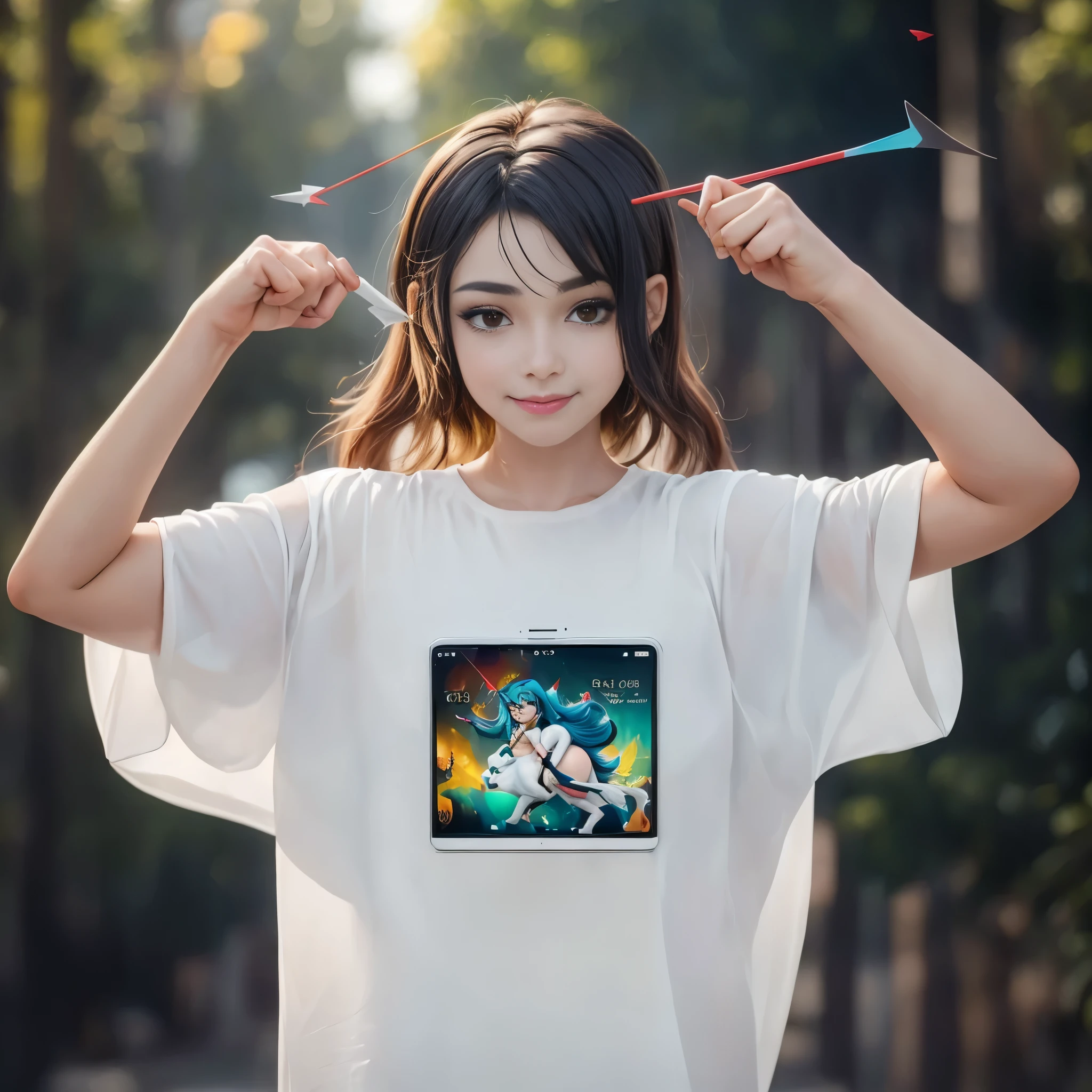 anime character is a girl riding a one-horned unicorn holding an arrow of love, three-dimensional, gradient color combination from light blue to turquoise, with shades of yellow, using 4K resolution ,Use simple and natural layout, smartphone,cartoon
