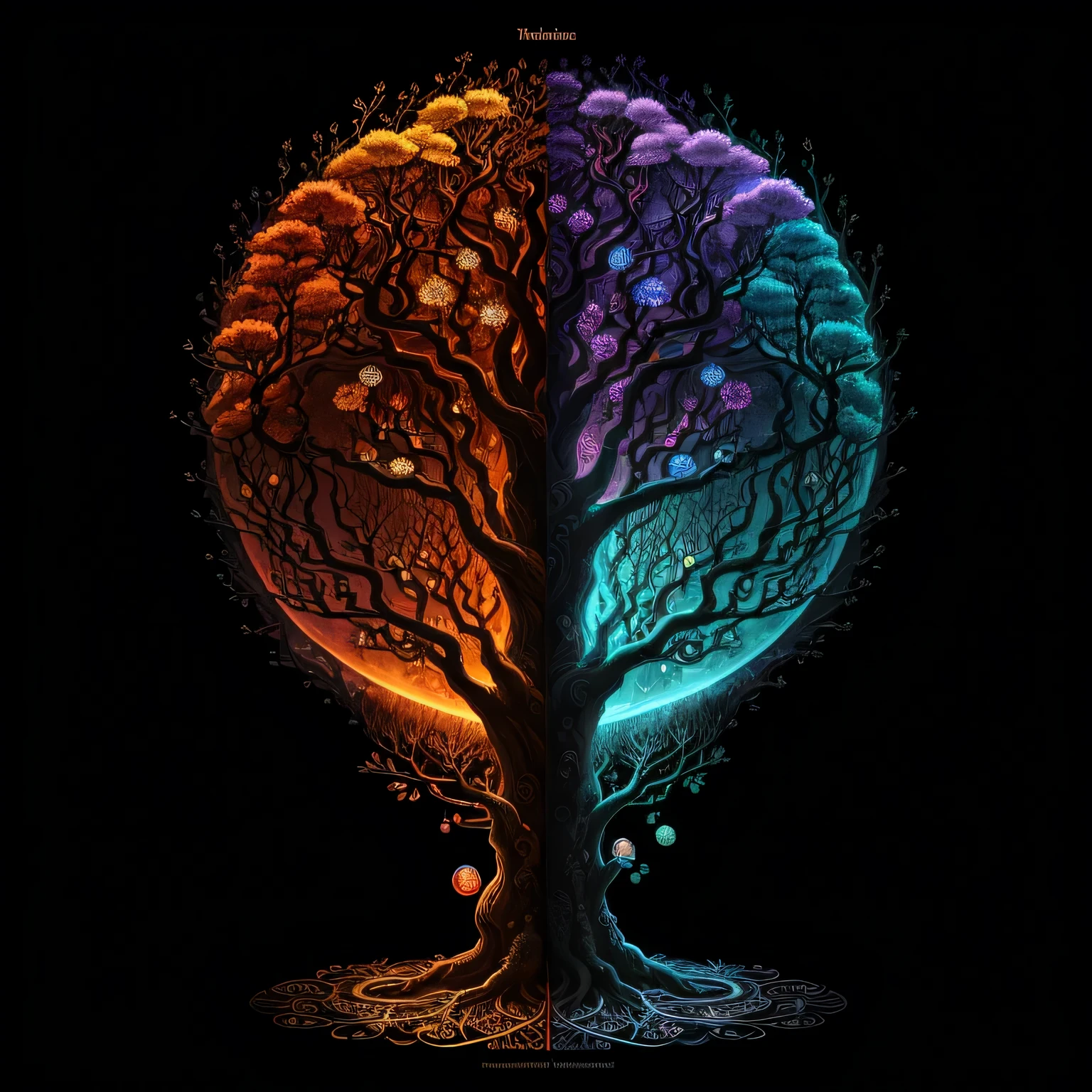 Develop an image of a stylized Tree of Knowledge where each element has a symbolic meaning. The roots must go deep, incorporando as ricas complexidades da mitologia. O porta malas, a sturdy representation of psicologia, forms the core of the tree. Os ramos, stretching towards the heavens, simboliza o reino espiritual. Ensure seamless integration of these elements, creating a harmonious and visually appealing representation of the interconnectedness of mythology, psicologia, and spirituality within the metaphorical branches of the Tree of Knowledge."
This prompt guides you to create an image featuring a Knowledge Tree, enfatizando os temas interconectados da mitologia, psicologia, e espiritualidade de uma forma visualmente marcante. Feel free to use and modify this prompt to fit your artistic vision.