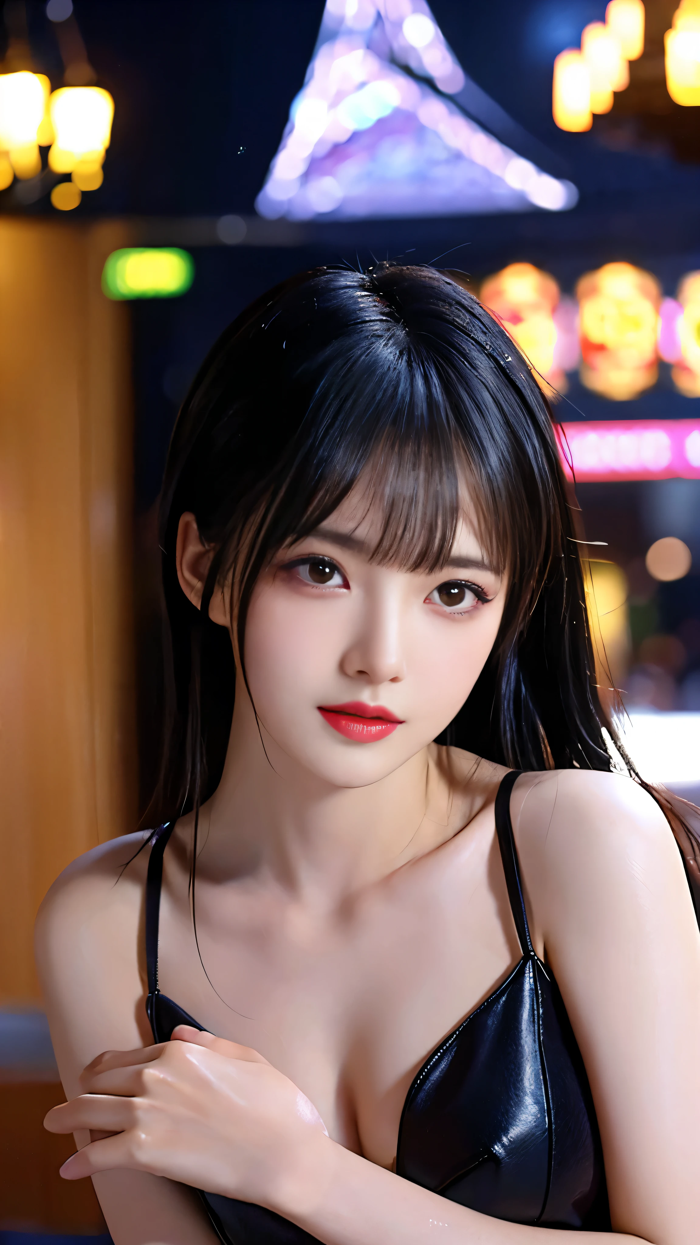 (Aesthetic, Hi-Res: 1.2), Professional photographer, Exposed art, Intimate moment, Sexually liberated, Passionate mood, Seductive expression, Subtle features, Sensual lips, Wet lips, Half closed seductive eyes, Exposed clothing, Alluring glance, Suggestive pose, Strong lighting, Vivid colors, Intimate setting, Eroticism , Provocative lower body visual