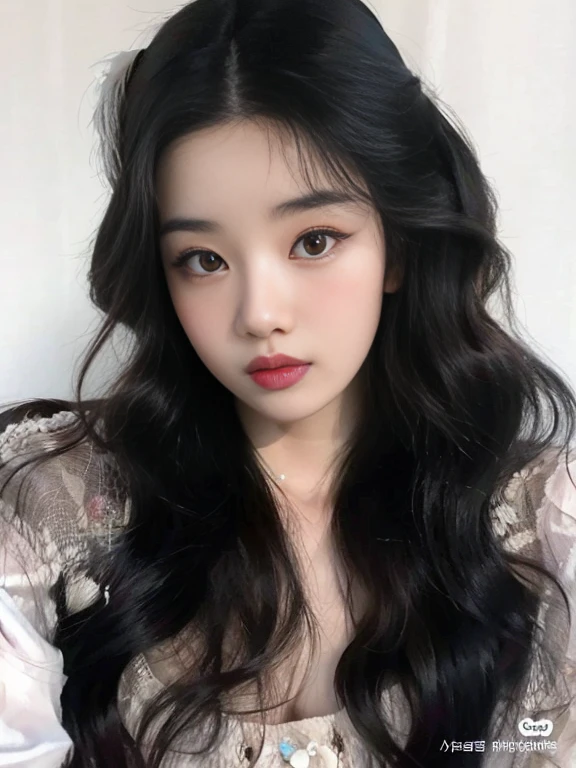 um close up de uma mulher com longos cabelos pretos e uma camisa branca, maquiagem sul-coreana popular, Ulzzang, Korean facial features, ****** coreana, Mulher sul-coreana bonita, maquiagem coreana popular, cruel korean goth girl, young pale and beautiful asian face, mulher coreana jovem bonita, linda mulher coreana jovem, young lovely korean face, beautiful asian girl, jennie blackpink