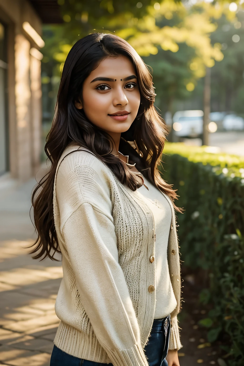 lovely cute young attractive indian girl, brown eyes, gorgeous actress, 23 years old, cute, an Instagram model, long blonde_hair, colorful hair, winter , Indian, wearing salwar-kameez and dupatta