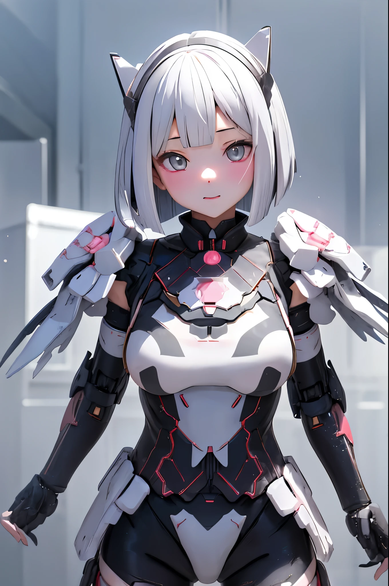 (highest quality)), ((masterpiece)), (very detailed: 1.3), 3D, {(japanese young girl)}, japanese girl wear gothic lolita clothes with white frills under armor, wears a futuristic Gundam mecha,(Gundam), with headgear, with v-fin , armored shoulders,armored under arms, armored under legs, multilayer textureperfect proportions, octane rendering, duotone lighting, Low ISO, wide aperture, White balance, Rule of thirds, ultra HD16k, HDR (High Dynamic Range), Ray Tracing, NVIDIA RTX, Super Resolution, Subsurface Scattering, PBR Texturing, Post Processing, Anisotropic Filtering, Depth of Field, Maximum Clarity and Clarity, High efficiency subpixel, subpixel convolution, particles of light, light scattered, Tyndall effect, full body:1.5, battle pose, cute, (cute:1.2), (bob cut:1.3),三つ編み, 黒髪, 太い眉毛, 薄い色の虹彩, 大きくて輝いている黒い瞳, 長いまつげ, 小さく薄い色の自然な唇, (Average face of Japanese idols), (日本人特有の童顔:1.3), (baby face), 広いおでこ:1.2, ふっくらした頬, 小さな顎, visible side boob, A lot of daggers are flying, in the night city,looking at viewer,Focus on the eyes