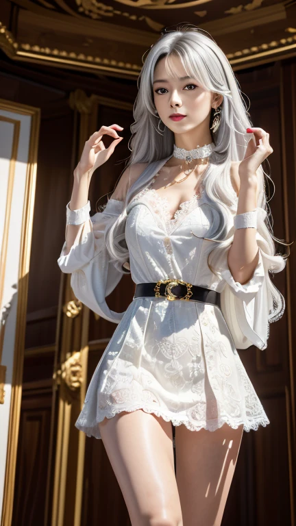 Beautiful eye makeup,(Pearlescent eyeshadow), (Sequin makeup), Chu Chu's pitiful eyes, The expression is cold,Blush,