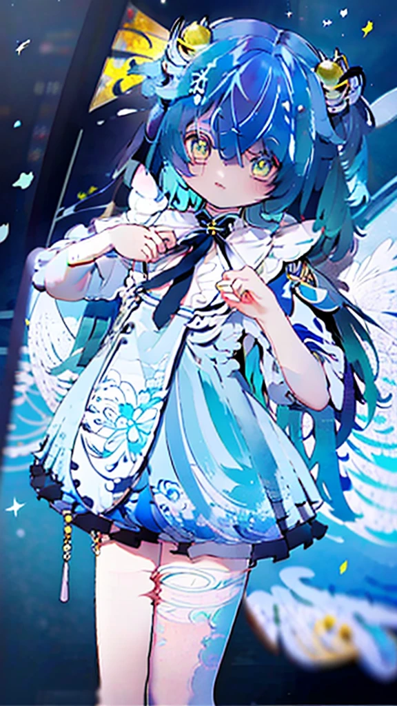 ***********,(top-quality, ultra-detailliert,:1.2),shiny skin,beautiful face,beautiful skin,beautiful,amamiya kokoro,blue hair,two side up,yellow eyes,(shining eyes:1.1),slender body,(flat chest:1.1),(short stature:1.2),cowboy shot,from side,looking at viewer,(perfect hands:1.1),(4 finger:,1 thumb:1.04),WINDY,chuckle
