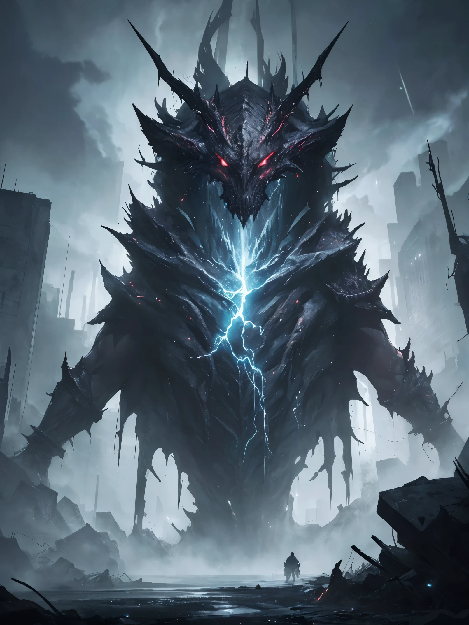 (masterpiece, best quality, fullscreen), [(full body:0.1)::0.3] (photo of a giant death [magical being:creature|zombie|skeleton|ghoul}:0.2]:1.4), (Contemporary Segmented body with Angular head and with many Padded Appendages:1.4), (wearing white ragged Spellweaver Cape:1.4), (look at the viewer), <lora:EFFECT NecromancyAI:0.3> necromancyai, (background cemetery with Drifting black ink clouds and the full moon in the sky:1), (Mysterious Glow lighting:1.1), <lora:EFFECT Gloomifier_V2_TheGlow:0>, <lora:MONSTER RPGRemorhaz:0.3> remorhaz, , <lora:LIGHT epi_noiseoffset2:0.5>, <lora:QUALITY add_detail:0.6>, (Full body Shot, Shallow Focus Shot, Low Angle Shot:[1.2:0.5:0.1]), heavily detailed, (asymmetric composition:1.3), (sharp focus), <lora:EFFECT Magic card fakemtg_label:1> fakemtg, extremely detailed, artstation, photorealism, cinema 4D, 3D cinematic mode, 4K, epic scene, hyperrealistic, focused, close shot, smooth