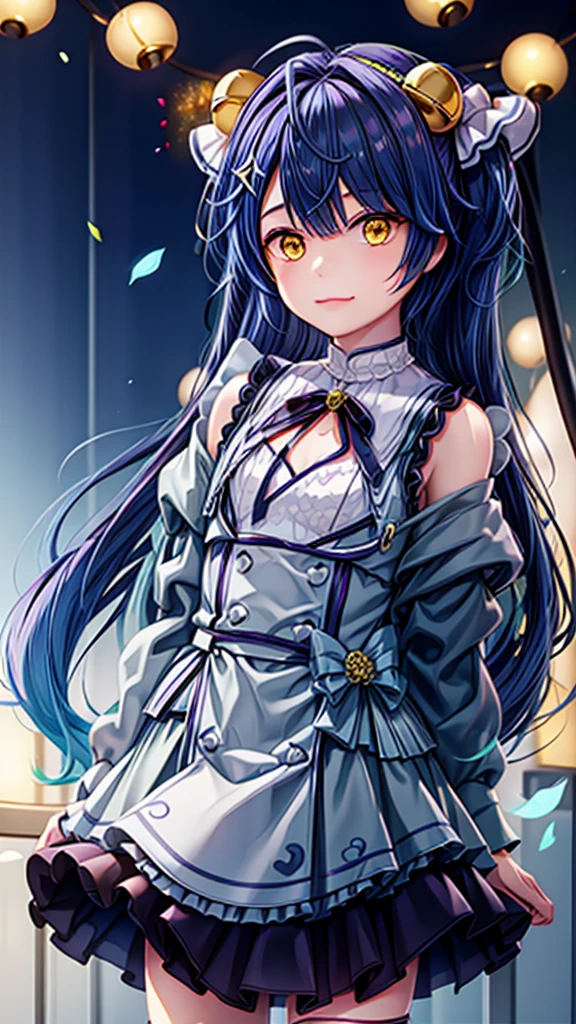 ,(top-quality, ultra-detailliert,:1.2),shiny skin,beautiful face,beautiful skin,beautiful,amamiya kokoro,blue hair,two side up,yellow eyes,(shining eyes:1.1),slender body,(flat chest:1.1),(short stature:1.2),cowboy shot,from side,looking at viewer,(perfect hands:1.1),(4 finger:,1 thumb:1.04),WINDY,chuckle
