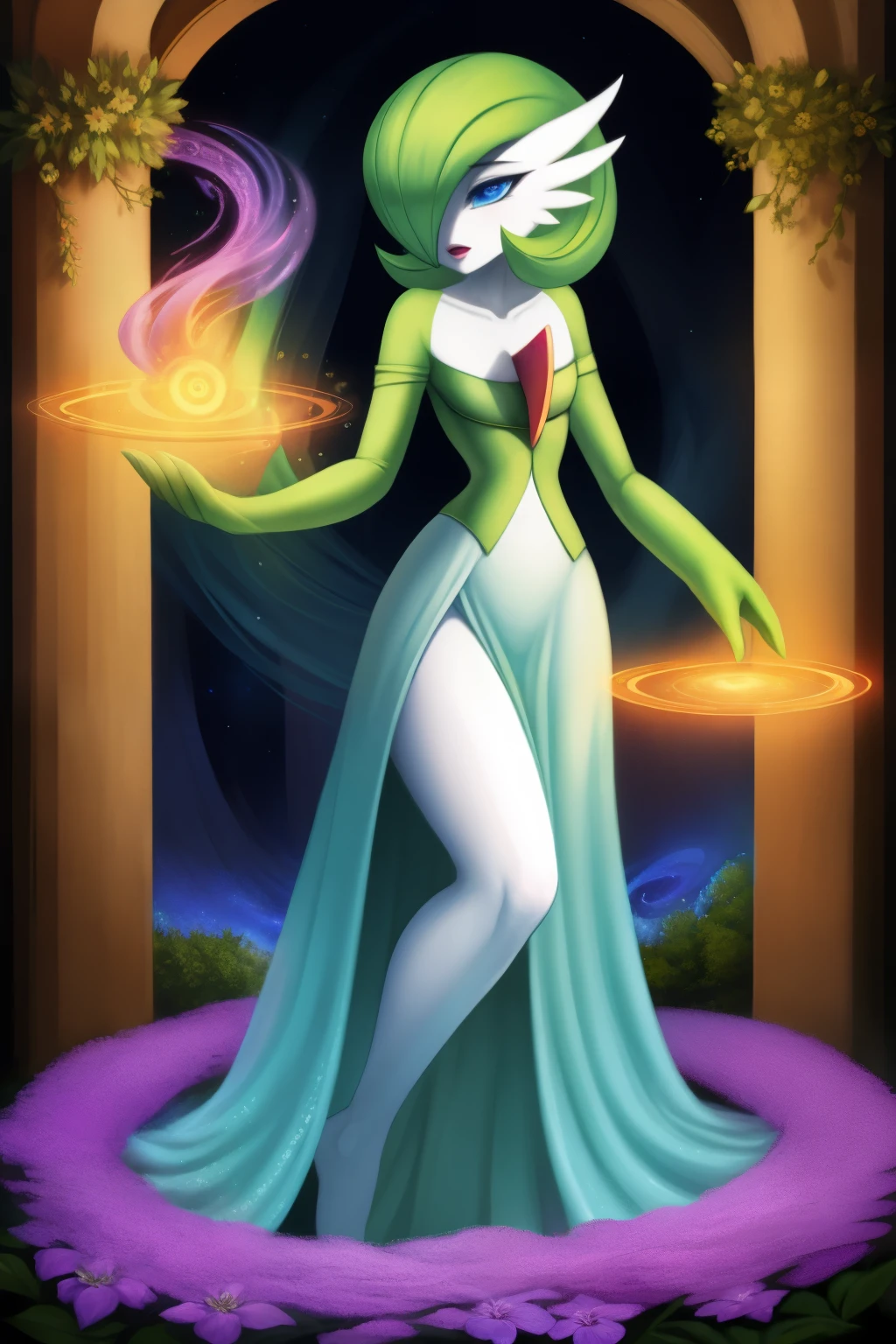 Gardevoir,empty eyes,spiral eyes,enchanted,entranced,hypnotized,seductive eyes,epic fantasy artwork,ethereal,mesmerizing,glamorous,romantic,powerful aura,goddess-like presence,flowing gown,dreamlike scene,vibrant colors,magical atmosphere,ethereal beauty,mysterious charm,alluring gaze,dark fantasy setting,enchanted forest,majestic flowers,mystical energy,secrets of the universe,fascinating world,breathtaking fantasy,spellbinding art,irresistible elegance,sensual elegance,ultimate seduction,pure magic,mind-bending allure,limitless power,supreme enchantment,intense emotion,unwavering passion,immortal grace,dimensions of desire,astral projection,nymph-like charm,tempting mystery,imagination unleashed,ravishing enchantress,celestial dreamscape,sublime enchantment,mystical metamorphosis,cosmic awakening.