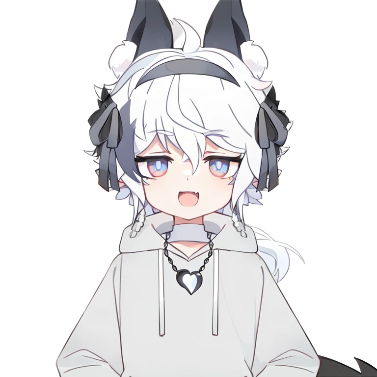 anime boy with white hair and black ears wearing a white hoodie, wolf ears, white fox ears, anime moe artstyle, neferpitou, wearing a hood with pointy ears, anime style. 8k, white - haired fox, anime dogboy, nyaruko-san, stylized anime, anime stylized