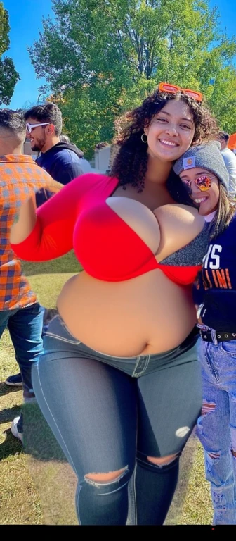 there are two women that are standing together in the grass, auburn outfit, holding a beer!!, with a figure in the background, cold as ice! 🧊, having a great time, smooth in _ the background, profile pic, 😭 🤮 💕 🎀, 👁🌹👾, college, 🤬 🤮 💕 🎀, low quality grainy, , Big tits, huge tits, no clothes, sexy, cute, wide hips, thick thighs, pear-shaped body, minimal clothes, thick, bbw, chubby stomach, thick nipples, nipple piercings, large areola, hard nipples, piercing through shirt, nipples hard through shirt, chubby stomach showing, tummy spilling over the side, muffin top, panties only, no pants, pants off, stomach too big for panties, small crop top shirt, major cleavage, nipples showing through shirt, very short crop top with fat stomach showing, extremely wide hips, thick hips, hips wide with fat stomach