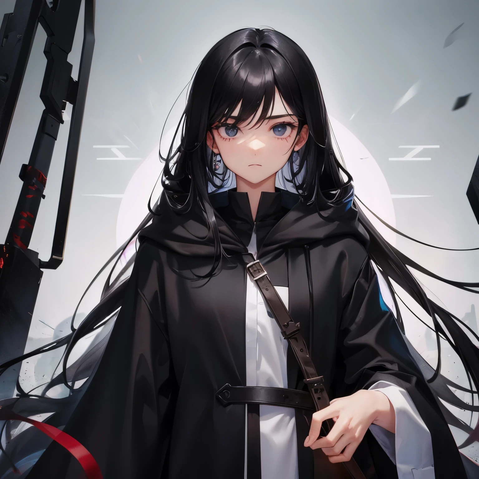 Gender unknown　neutral　Black cloak　black hair　long hair　black eye　warrior