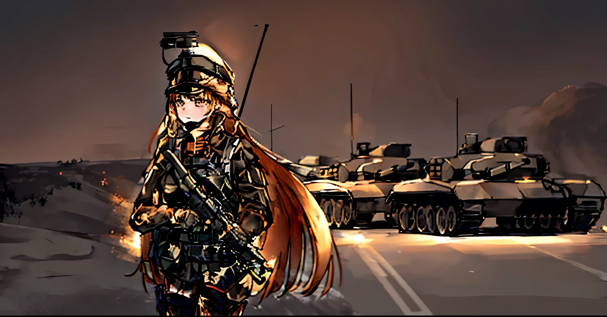 Anime girl wearing military uniform standing in front, mechanized soldier girl, infantry girl, girls frontline style, soldier girl, from girls frontline, military girl, m4 sopmod ii girls frontline, girls frontline cg, Exquisite details. girls frontline, Ready to fight, girls frontline, in the middle of the battlefield, illustrious makinami, military art