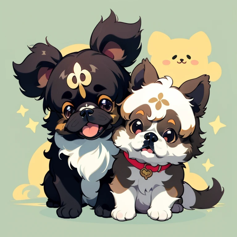 adesivo,1 French Bulldog puppy, collie, shih - tzu, Maltese, Pug, Retriever, Bonitinho,kawaii,Bonitinho,fundo simples chibi,