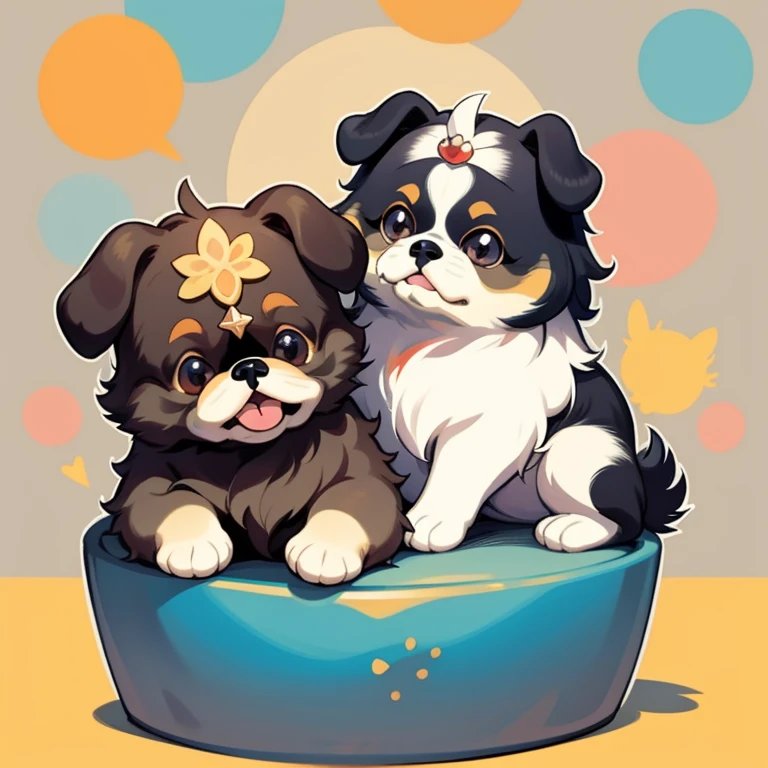 adesivo,1 French Bulldog puppy, collie, shih - tzu, Maltese, Pug, Retriever, Bonitinho,kawaii,Bonitinho,fundo simples chibi,
