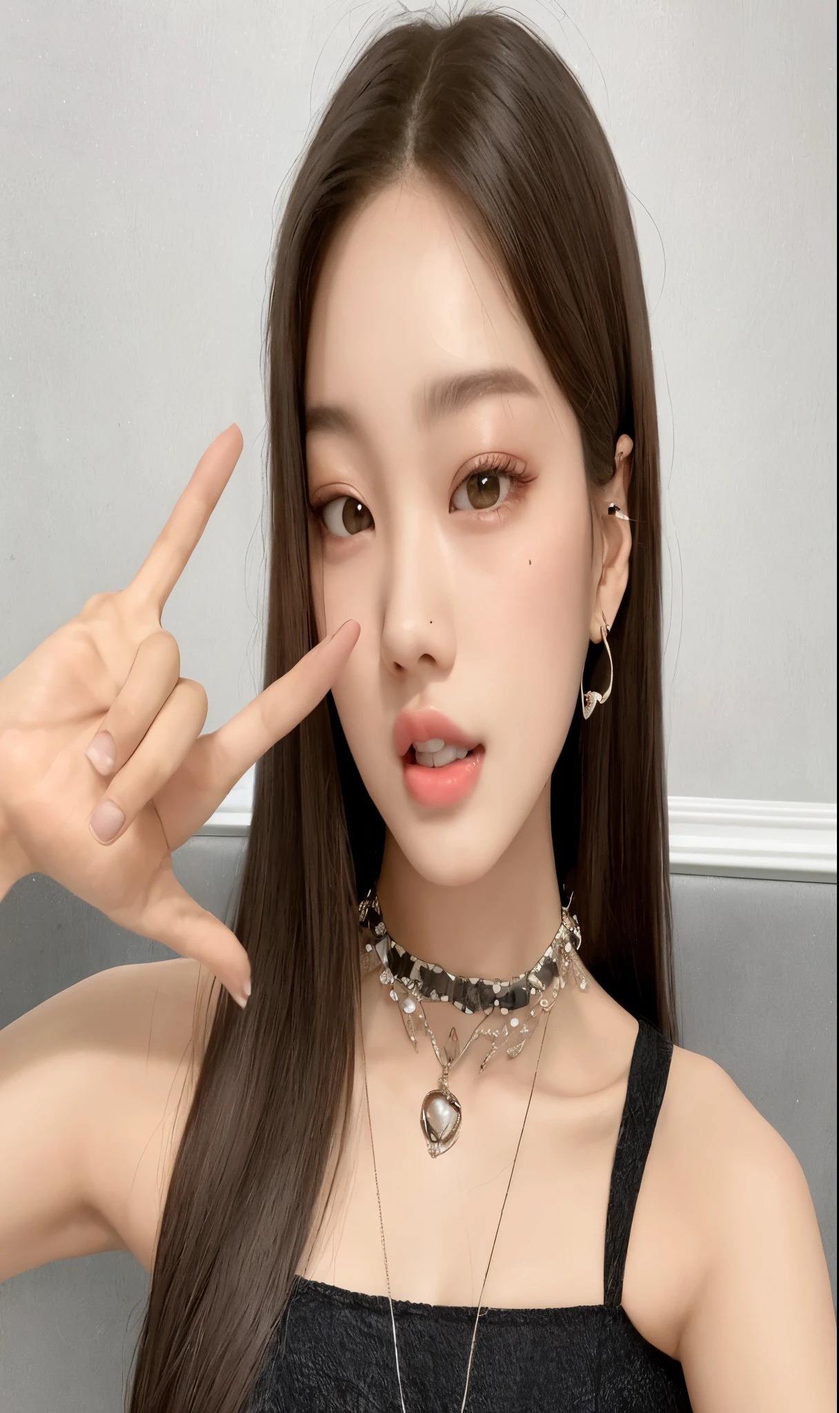 garota araffe com cabelos longos e um colar fazendo um sinal de paz, jennie blackpink, jossi do blackpink, jaeyeon nam, portrait of jossi do blackpink, Jinyoung Shin, parque roseanne de blackpink, Ulzzang, Heonhwa Choe, Lalisa Manobal, korean idol, taejune kim, estacionar a partir de-min, adorable and pale korean face, wonyoung ive