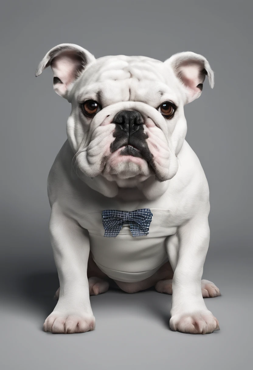 um lindo cachorro Bulldog,peludo,Working in an office,fotorrealista, detalhes finos, A high resolution,Perfect dynamic composition