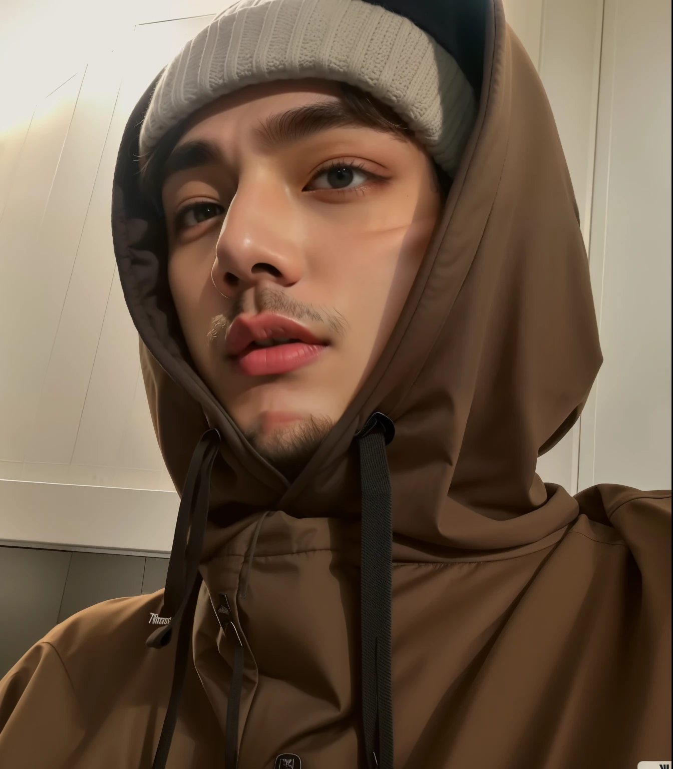 there is a man wearing a hat and a hood, em um moletom, taehyung, imagem de perfil, taehyung do bts, headshot imagem de perfilture, vestindo um moletom, vestindo um capuz, taehyung hyung, asian man, taehyung kim, inspirado em kim taehyung, rosto perfeito