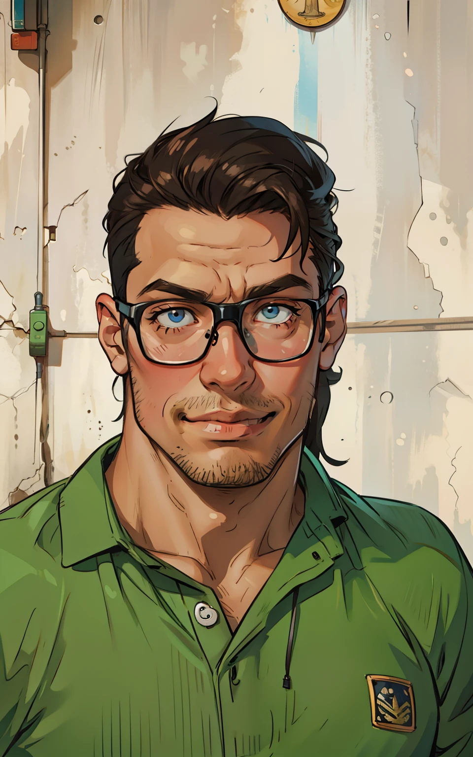 Caricatura, homem, estilo realista.