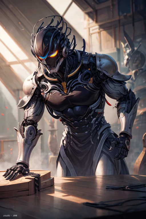 Close-up of a man standing on the floor in a dark room, Neil机械纪元概念艺术风格, NeilAutomata concept art, Neil:Automata 2b stills, Neil机械纪元太空飞船风格, Neil机械纪元截图, Neil 2b, Mecha floor, NeilAutomata, cutscene clip, Neil:Automata