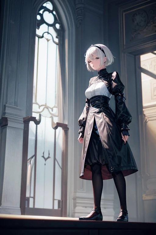 white hair、Anime character wearing black clothes standing in dark room, Neil:Automata 2b stills, 2b Neil自动机, Neil 2b, Neil自动机, Neil : inspired by automata, Neil:inspired by automata, Neil Mechanical Age 2b, Neil机械纪元2B, Neil自动机, 2b, 2b