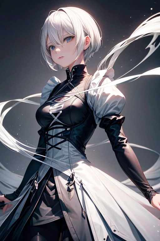 white hair、Anime character wearing black clothes standing in dark room, Neil:Automata 2b stills, 2b Neil自动机, Neil 2b, Neil自动机, Neil : inspired by automata, Neil:inspired by automata, Neil Mechanical Age 2b, Neil机械纪元2B, Neil自动机, 2b, 2b