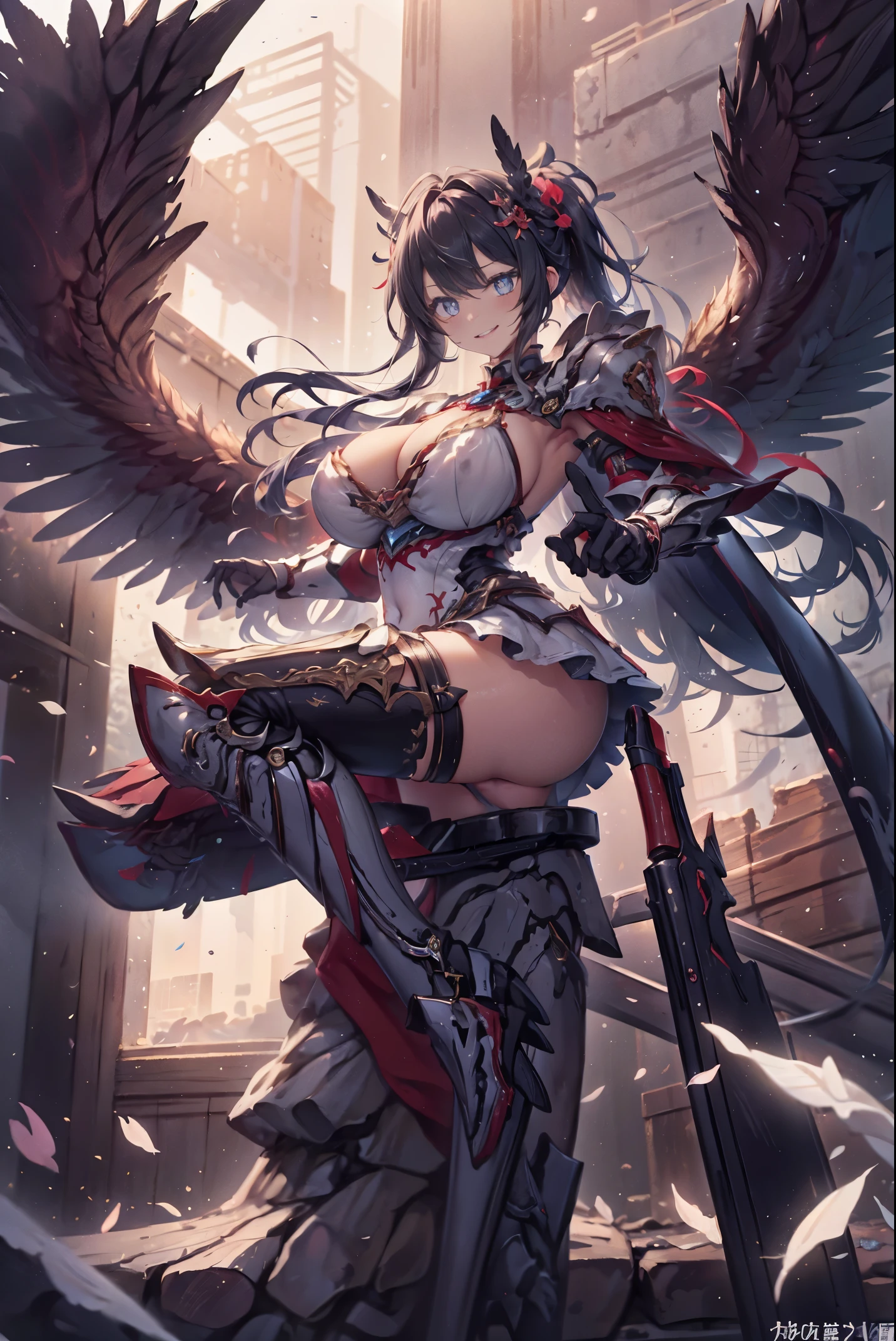 battle mech,(blonde girl),(huge ponytail),shining blue eyes,blue light energy long sword,Milky Way,mechanical and exquisite,((blonde beauty))private parts details,Mecha wing,elegant,blue mech,shining blue eyes,(stocking heels),land,mechanical and exquisite,private parts details,Mecha wing,elegant,wood々,have hands and feet,angle,angle,Hugeness,Wind,It's hazy,Mecha's eyes glow blue,blue mech,shining blue eyes,Grip a sword of delicate light energy,null,mechanical and exquisite,private parts details,Huge Mecha wing,elegant,wood々,have hands and feet,angle,angle,Hugeness,Baiyun,It's hazy,Mecha's eyes glow blue,private parts details,Winds of the future,sacred,cavalier,battle mech,shining blue eyes,blue delicate sniper rifle,null,mechanical and exquisite,private parts details,Huge Mecha wing,elegant,wood々,have hands and feet,angle,angle,Hugeness,Baiyun,It's hazy,Mecha's eyes glow blue,private parts details,Winds of the future,sacred,cavalier,face is clear,Face wearing mask armor,master painting,best quality,official art,very detailed CG Unity 8K 壁紙,brighter light,(particles of light,(figure)(color)Good looking,perfect,((graphic painting)),(heavier stroke)),(thick line),best image quality,master painting,filigree,long eyelashes,(((silhouette))),very detailed背景,tulip,banana leaf,lily,dew,date palm flower,dragon,light white off shoulder dress,speckled sunlight,(people々close-up of),((超highest quality)), ((非常にmasterpiece)), ((super detail:1.4)), ((Super realistic 3D)), dragon warrior girl, Machine body, Dynamic action poses in battle scenes, Very complex and heavy fighter mechanical weapons, 濃密でComplexスチームパンクと濃密なゴシックロリータを融合させたオフショルダーファッション, Complexスチームパンクなヘッドギア, very thin long legs, above the knee mechanical boots, Fluttering lace flare mini skirt, Beautiful big breasts pointing upwards,somewhat long, Windになびく垂直巻き毛の銀髪,Countless shining large spheres flying around,Many sparks cross and fly,Countless neon signs rained down from magic-evoking gestures,Steampunk Factory,Complex and precise mechanical ruins,Very dark night background,Very dramatic and cinematic lighting。1peopleの女の子、night city、rain、kimono without sleeves、black haired、Holding a weapon with blood on it、look at the camera、Cherry blossoms are dancing,Unusually resistant、blush、Looks distressed、shrine maiden、Valkyrie、angel wings、belly button、side boob barbosa、Complex、particles of light、thighs thighs thighs、shiny skin、perfect lighting、1peopleの女の子、looking at the viewer、winged hat、pelvic curtain、A smilee、(masterpiece)、(highest quality)、very huge breasts、maternal、porcelain skin、very long hair、wavy hair、royal sister,woman,Queen,putting on a crown,周りにはたくさんの金colorの稲妻があります,sit on the throne,Bangs cover the eyes,Black Suspender Socks,Black Lace Top,,High jump,Grab Erlang's leg,,Black Silk Top,既婚woman,mother's,domineering,smile,the corners of the mouth are raised,Red and gold eyes,Black silk erotic underwear,black top,Black Silk Gloves,I have a gorse tattoo on my chest and thigh,腕には金colorの龍の鱗がたくさんあります,首には金colorの龍の鱗がたくさんあります,bright eyes,dragon eyes,Snake's Eye,Upright pupils,服に金colorの縞模様があります,服に金colorの模様があります,靴下は金colorの模様をしています,tall,胸の外側をdew出させる,Twisted blade hanging over the shoulder,Breasts get bigger ,With elongated dragon horns,Giant Golden Dragon Wings,Giant Golden Dragon Wings,体と同じくらいの大きさのGiant Golden Dragon Wings,体は巨大な金colorのドラゴンの羽で覆われています,Golden pupil,Just a pair of wings,large wings,The biggest dragon wings,The biggest dragon wings,首に金colorの鱗があります,Fingers are golden dragon claws,The elongated tail of the golden dragon、1peopleの女の子、night city、rain、kimono without sleeves、black haired、Holding a weapon with blood on it、look at the camera、Cherry blossoms are dancing,強いbest quality, (very detailed: 1.5), table top, Super high resolution,(photo-realistic:1.4), 1 beautiful girl, cowboy shot, (Wear battle armor:1.4), (Wear Battle AR