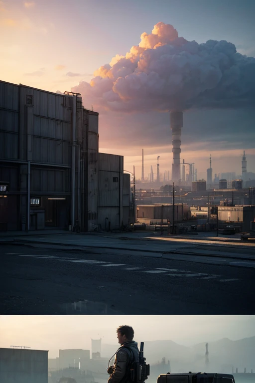 (best quality,4k,8k,highres,masterpiece:1.2),ultra-detailed,realistic:1.37,smoking,industrial cinema lighting,factory background,industrial sci-fi,transitional animation clip,industrial setting,highly detailed film,atmospheric establishing shot,detailed film sequence,industrial atmosphere,detailed and challenging,film-like rendering,action shot,hazy dystopian world,unreal engine,vintage movie still,dystopian environment