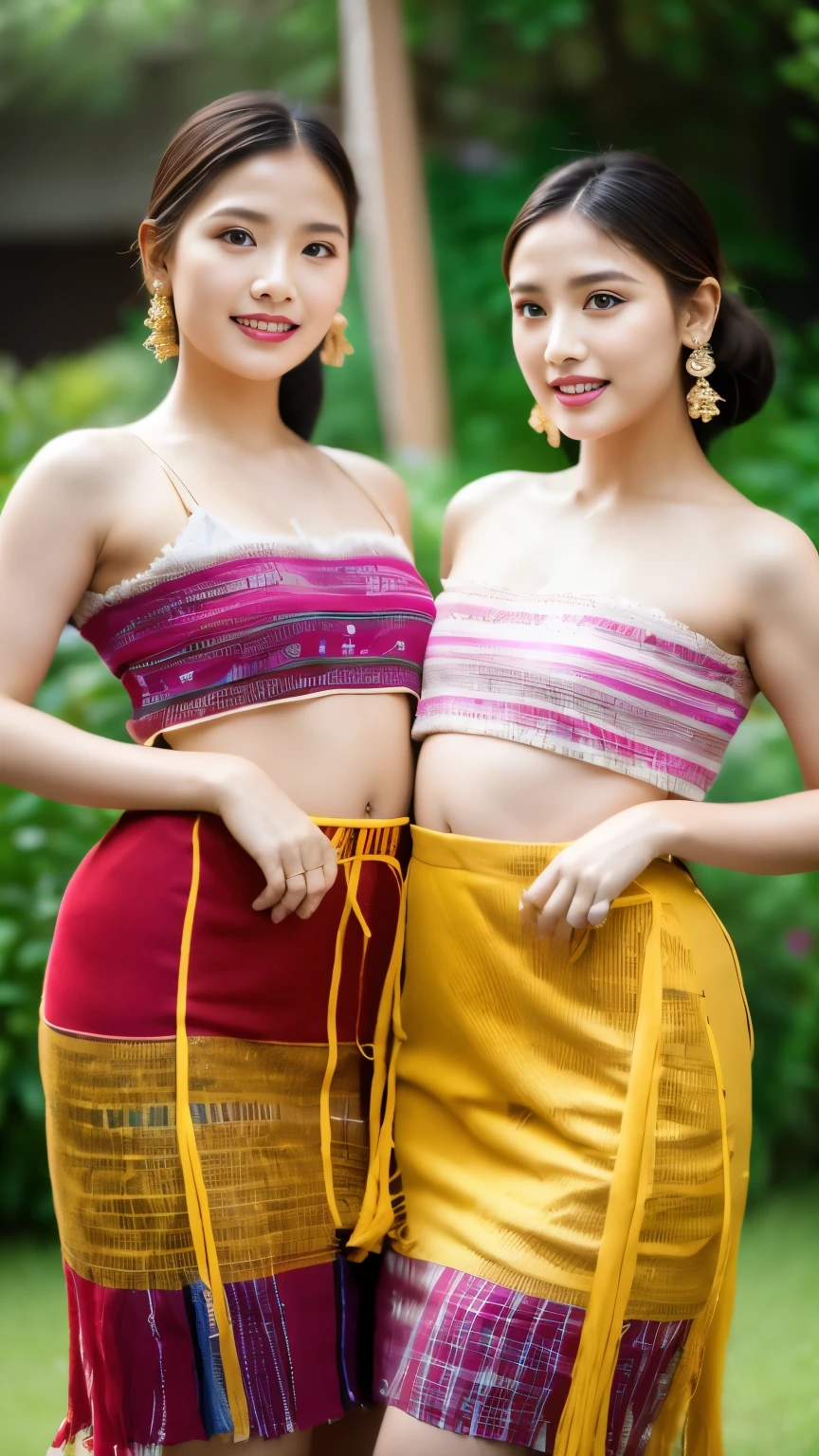 (best quality,4k,8k,highres,masterpiece:1.2),ultra-detailed,(realistic,photorealistic,photo-realistic:1.37),Karen women,traditional costume,cultural pride,modernized design,fine embroidery,vibrant colors,elegant poses,captivating smiles,inspired by nature,traditional patterns,meticulous craftsmanship,colorful headpieces,elaborate jewelry,authentic accessories,lush green backdrop,soft natural lighting,celebration of heritage,graceful movements,cultural diversity,rich cultural heritage,bold and confident,preserved traditions,flawless complexion,exquisite details,eye-catching ensemble,majestic atmosphere,symbol of identity,traditional makeup,traditional dance,harmonious composition,traditional music,female empowerment,traditional artistry,elegant gestures,traditional headscarves,traditional handwoven fabrics,timeless beauty,multilayered skirts,joyful festivities,sense of unity,women's strength and resilience,vibrant cultural heritage,traditional dance steps