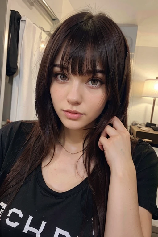 realistic egirl, dyed hair with bangs