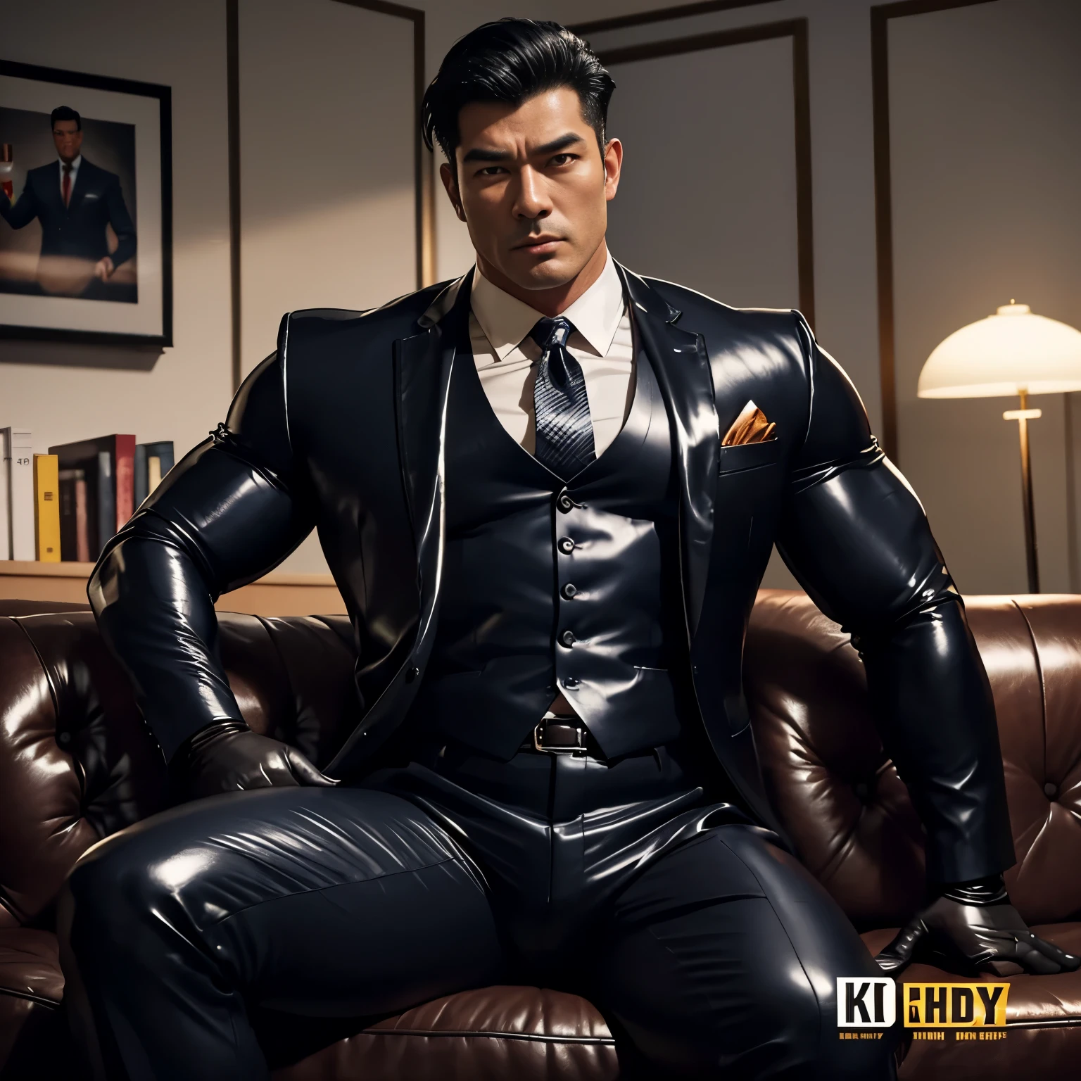 30 years old,daddy,"shiny suit ",Dad sat on sofa,k hd,in the office,"big muscle", gay ,black hair,asia face,masculine,strong man,the boss is,handsome,,leather gloves,lecherous dad,look straight ahead,dad is handsome,dad is handsome ,dad is "horny dad"