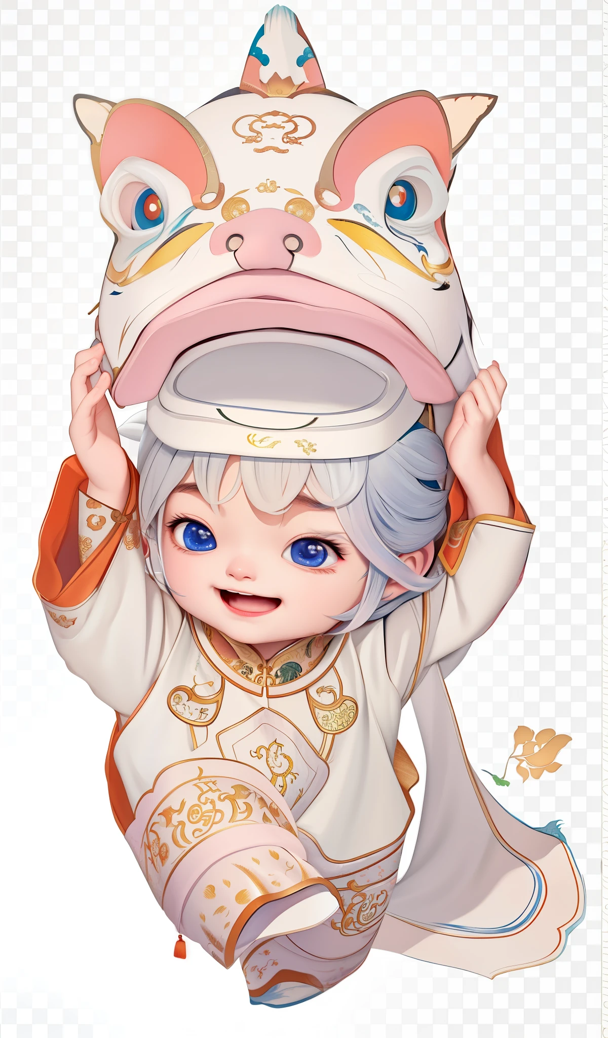 arafed image of a boy holding a dragon head, a beautiful artwork illustration, chinese watercolor style, full color digital illustration, art illustration, dancing character, digital art illustration, in the style of sachin teng, full color illustration, concept art design illustration, digital illustration -, mascot illustration, digital cartoon painting art, cartoon digital painting, inspired by Gao Kegong
