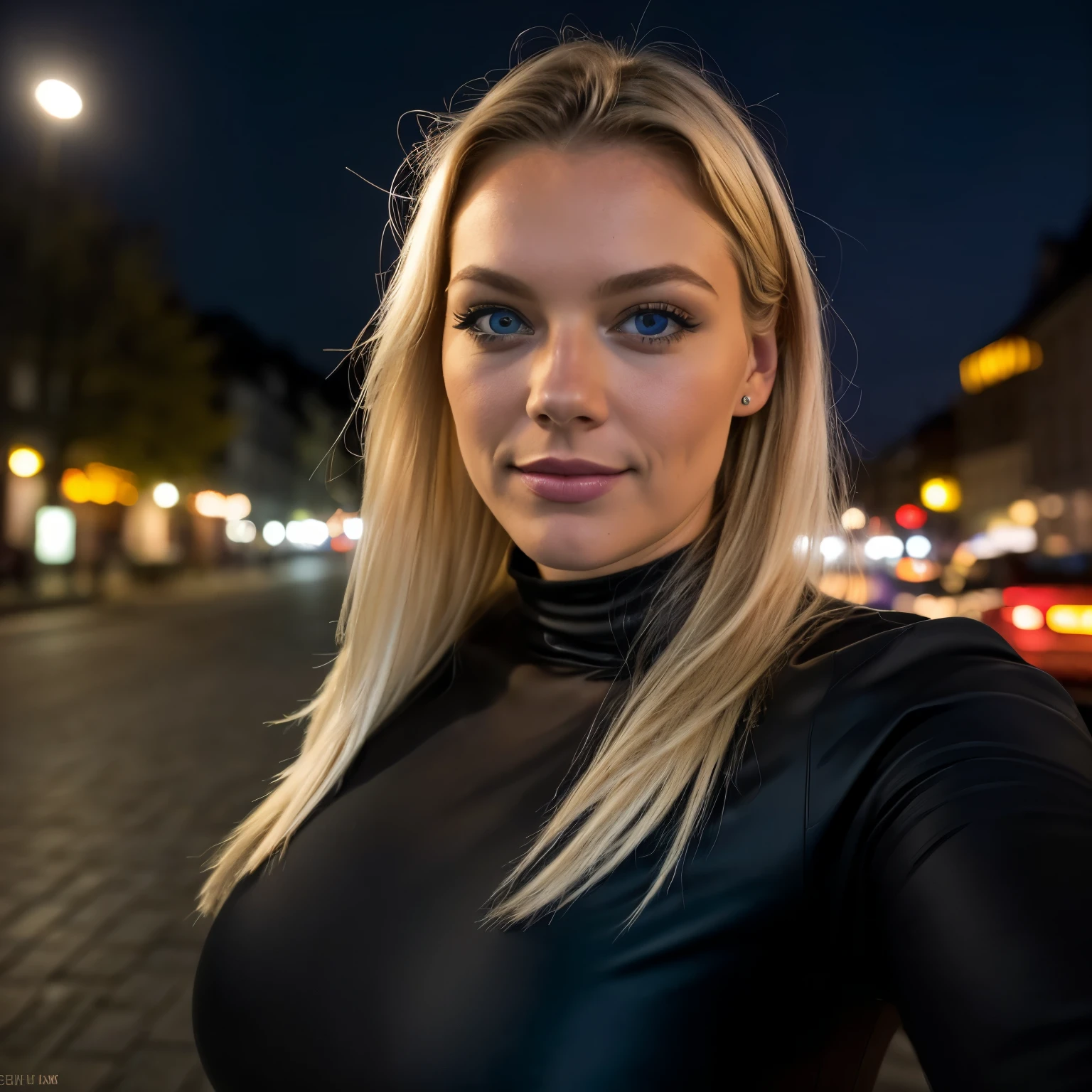 (Selfie, Ansicht von oben: 1.4), (straight half of the body: 1.4), RAW UHD portrait photo of a 24-year-old blonde (Blue-eyed woman) Eine dunkle Gasse entlanggehen, big boobs,, city at Nacht, (Rock), (Ausschnitt), Einzelheiten (Texturen! , Haar! , funkeln, Farbe!! , Nachteile: 1.1), shiny eyes with a high level of detail (schaut in die Kamera), Spiegelreflexbeleuchtung, Spiegelreflexkamera, Ultra quality, Sharpness, depth of field, Filmkorn (Center), Fujifilm XT3, kristallklar, frame Center, pretty face, scharfer Fokus, street lamp, Neonbeleuchtung, Bokeh (schwach beleuchtet), Nacht, (Nacht sky), Detaillierte Hautporen, Oily skin, Sonnenbrand, complex eye Einzelheiten, Full body, big boobs