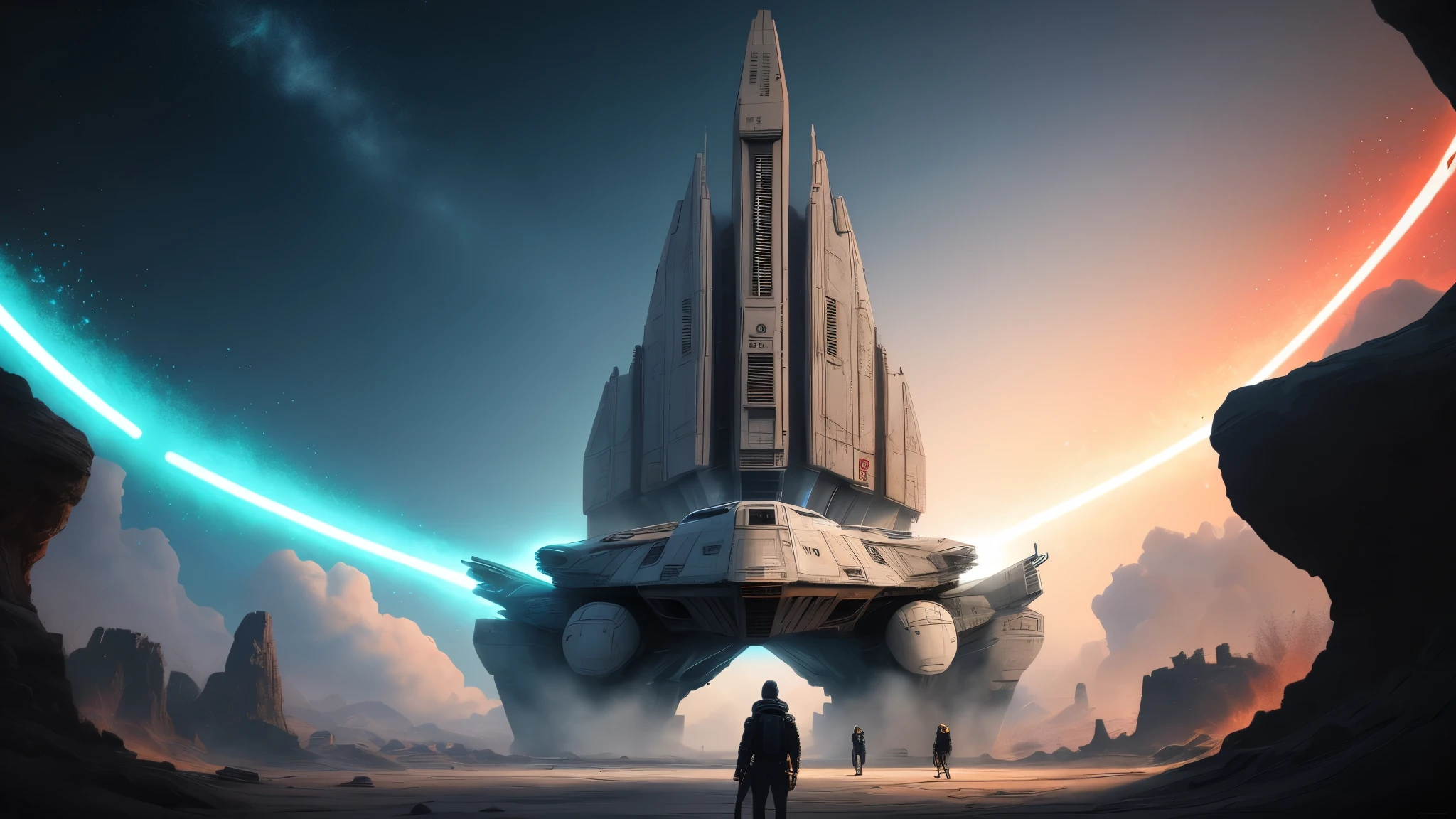 Experience the mesmerizing realm of prehistoric cave art, where the enchanting essence of Star Wars unfolds before your eyes. Witness the meticulous craftsmanship of the X-Wing Fighter, At-At, and Death Star, expertly portrayed in this extraordinary masterpiece. The cinematic lighting casts a spellbinding radiance, intensifying the vivid and contrasting hues that infuse vitality into this digital marvel. Crafted by the esteemed artists Ralph McQuarrie and Doug Chiang, this stunning 8k high-resolution rendering will transport you to a limitless world of boundless imagination.