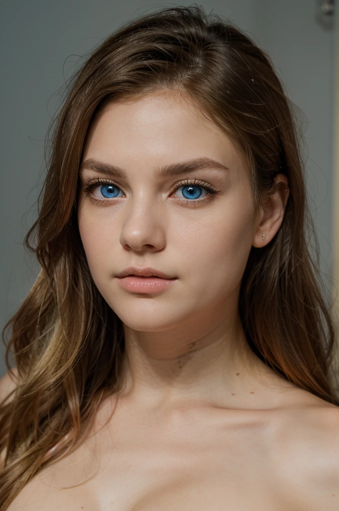blonde hair, long hair, bright blue eyes, detailed eyes, solo focus, simple background, sexy stare, solo, standing,(masterpiece:1.0), (best quality:1.0), (8k wallpaper:1.0), (beautiful detailed face:1.0), (detailed deep eyes), deep eyes, looking at viewer