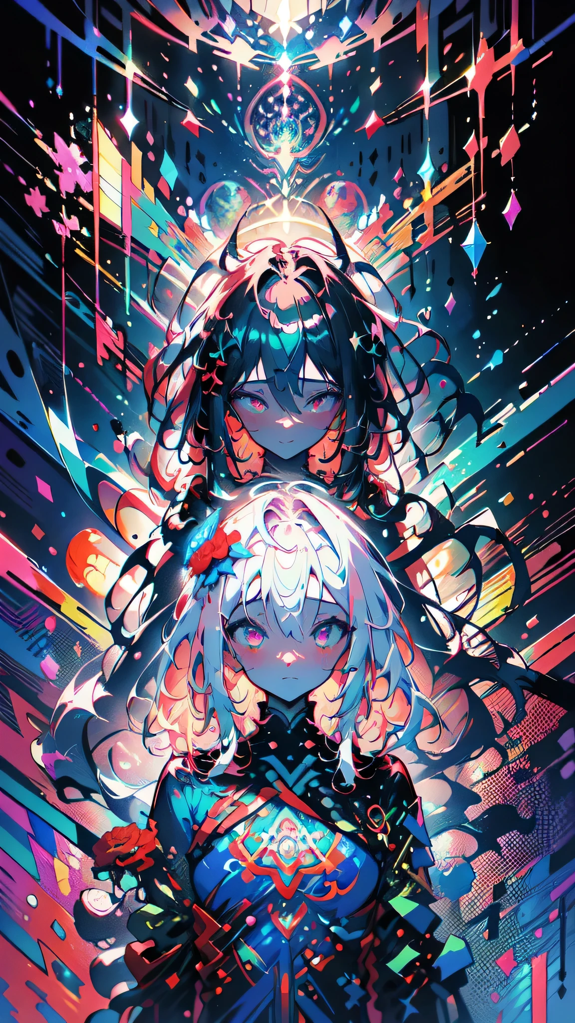 official art, unified 8k wallpaper, Super detailed, Beautiful and beautiful, masterpiece, best quality, (zendispute, mandala, dispute, endispute), (fractal art:1.3) , 1 girl, red flower, Very detailed, dynamic angle, cowboy shooting, Chaos in its most beautiful form, elegant, brutalist design, bright colors, romanticism lain, by James Jean, Robbie Devi Antonio, Ross Tran, French bacon, Michal Maraz, Adrian Genius, Petra Cortright, Gerhard Richter, Takato Yamamoto, Ashley Wood, Atmospheric