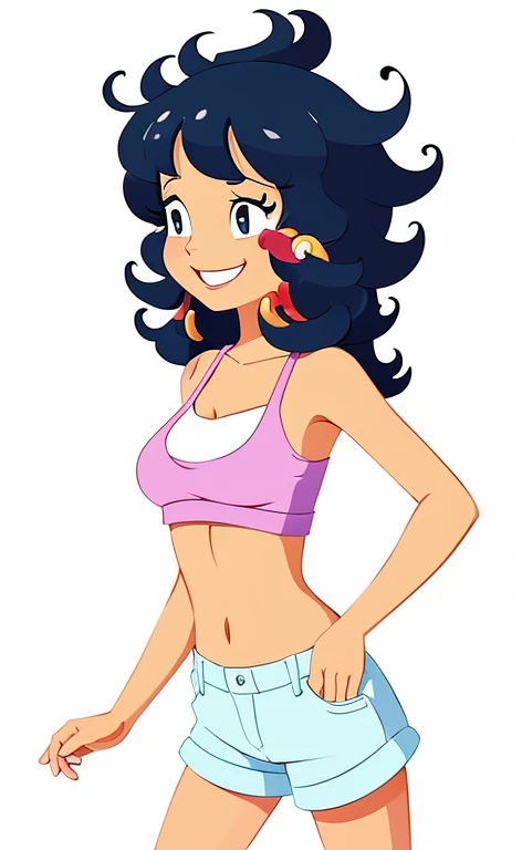 menina dos desenhos animados em shorts e regata sorrindo e andando, em estilo cartoon, estilo de arte dos desenhos animados, cartoon style illustration, Personagem de desenho animado, vestindo uma camisola e shorts, tina belcher como uma pessoa real, animation character, cel sombreado!!!, cell shaded adult animation, cel sombreado:15, imagem de desenho animado, cartoon illustration, character is in his natural pose, personagem adulto