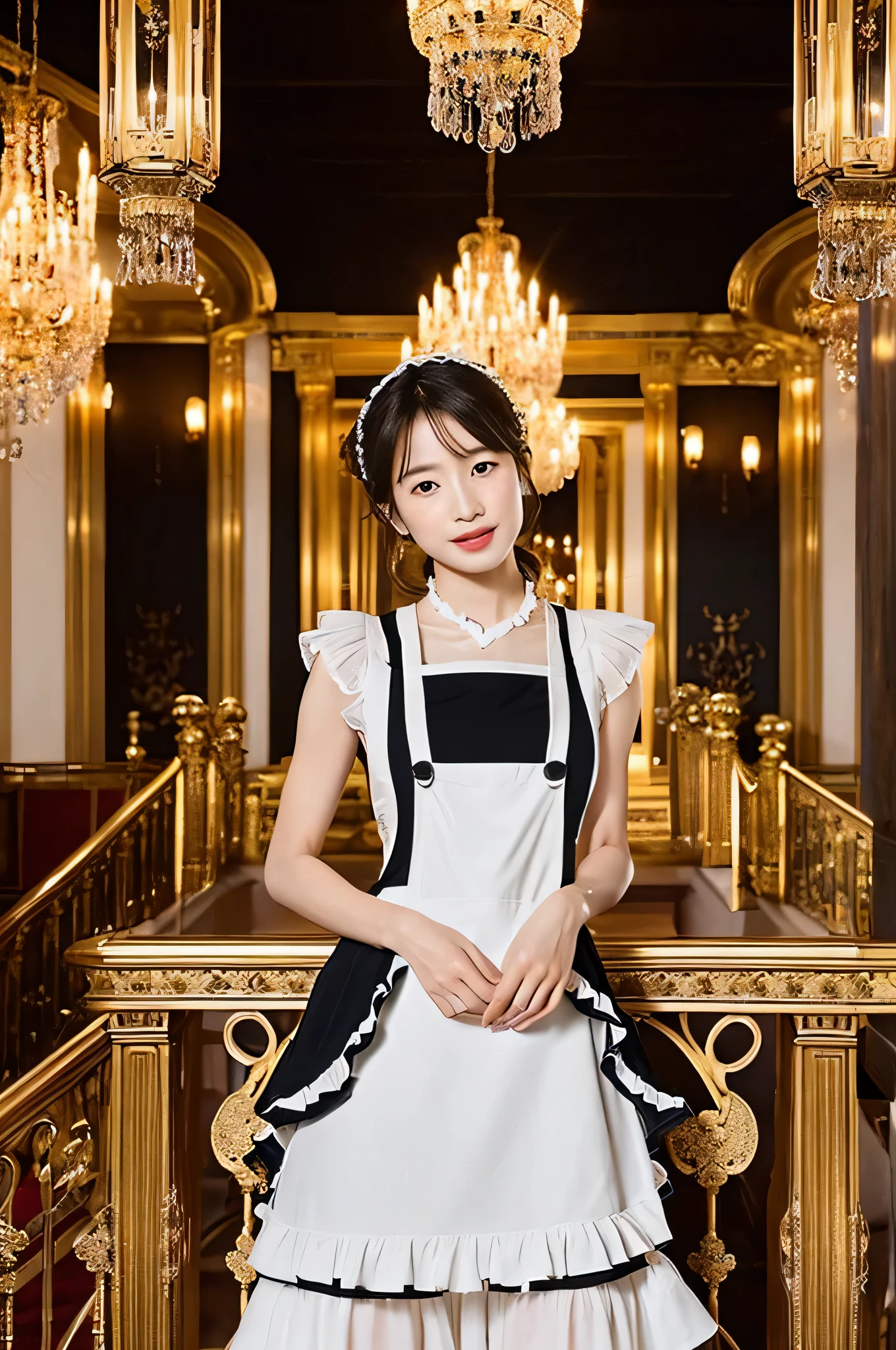 Photos of Japan women, 64K CG image(super hyper real:1.5)Please generate it with。
The target audience is women in their 30s..。
Crisp and sharp details(ultra clear details:1.5)and amazing color depth(color depth:1.25)is required。
You need to mimic the unparalleled clarity and color vibrancy of photos taken with ultra-high-end cameras like MS and Fujifilm XT3。,
Inside a sophisticated and gorgeous building,Create a luxurious and luxurious party venue。
Grand Entrance,beautifully decorated ceiling,and gorgeous lighting,Creates a luxurious atmosphere。
会場内にはWideいスペースがあります.々Wide々There is a spacious dance floor and comfortable lounge area..,The walls and pillars are decorated with delicate decorations..。
beautiful flowers in high resolution々and sculpture,and sophisticated furniture,Decorate the entire space。
The colors are elegant and harmonious.、Perfect match for the party atmosphere。
The generated building is、,There is a luxurious atmosphere,I would appreciate it if you could describe it as a place where dreamy and luxurious parties are held..。
Please generate high-definition maid clothes with sophisticated designs..。
(white apron with frills,black dress:1.5)。