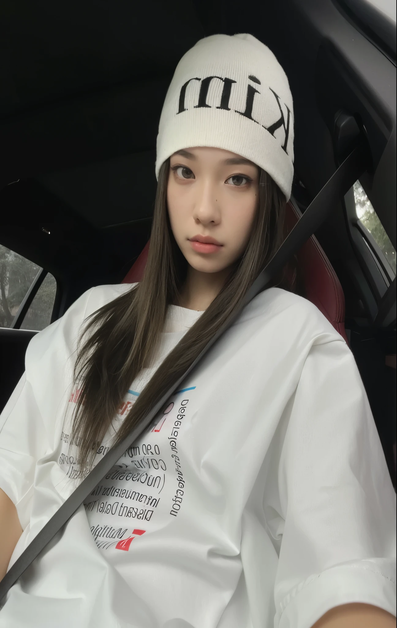 mulher arafada com camisa branca e chapéu branco sentada em um carro, jossi do blackpink, jennie blackpink, ela está vestindo streetwear, Ulzzang, portrait of jossi do blackpink, parque roseanne de blackpink, Xisionwu,  coreana, Xintong Chen, Sha Xi, menina anos, Jinyoung Shin, Qifenglin