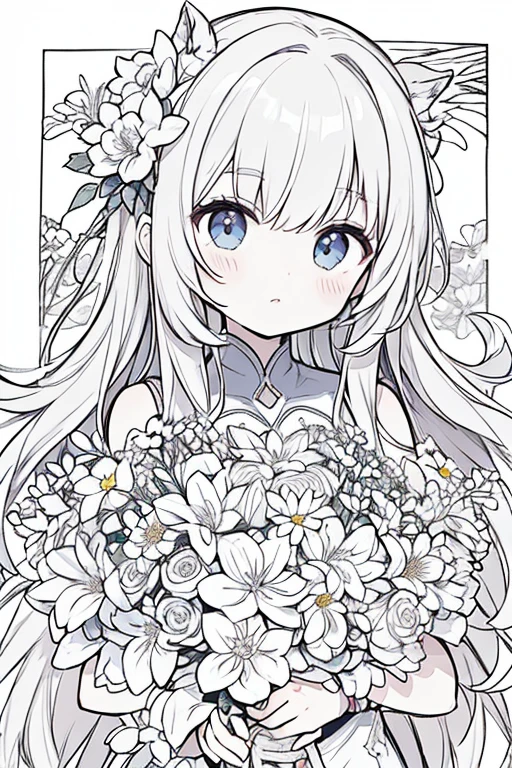 (masterpiece, best quality:1.2),(flower, line art, )  女の子1人,flower
only colored