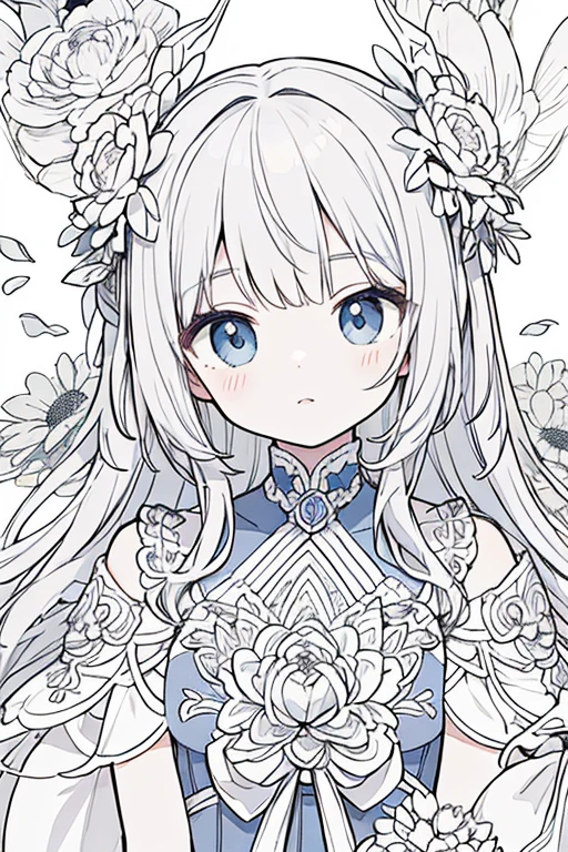 (masterpiece, best quality:1.2),(flower, line art, )  女の子1人,flower
only colored