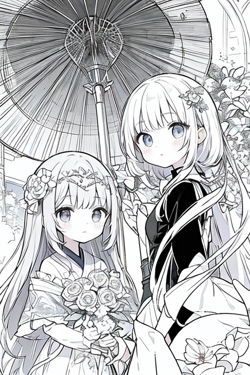 (masterpiece, best quality:1.2),(flower, line art, )  女の子1人,flower
only colored