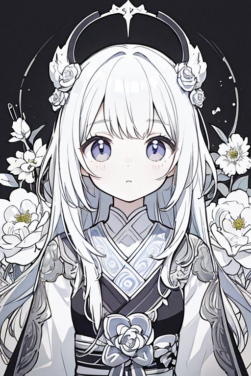 (masterpiece, best quality:1.2),(flower, line art, )  女の子1人,flower
only colored