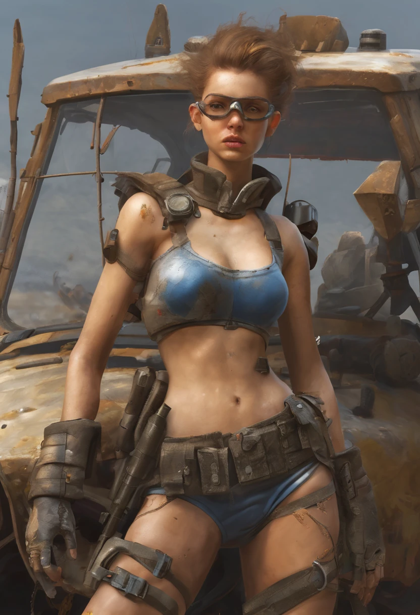 Beautiful Alluring Female Dystopian Warrior rihanna, Bare Skin, Athletic Well Toned Body, Rusty Scrap Metal Ornaments, Barely Clothed, Dystopianpunk Theme, Dieselpunk, laying on top of a car, Beautiful D&D Character Portrait, Beautiful Face, Ominous, Dark Fantasy, Fiverr Dnd Character, Octane Render, Digital Art, Extreme Detail, 4k, Ultra Hd, Polished, Beautiful, Hyperdetailed, Intricate, Elaborate, Meticulous, Photorealistic, Sharp Focus, Wlop, Character Design, Unreal Engine, 3d Rendered, Volumetric Lighting, Reflections, Glossy, Digital Illustration, Sensual Pose, Suggestive Pose, Full Body Shot, 💖❤💕💋❣