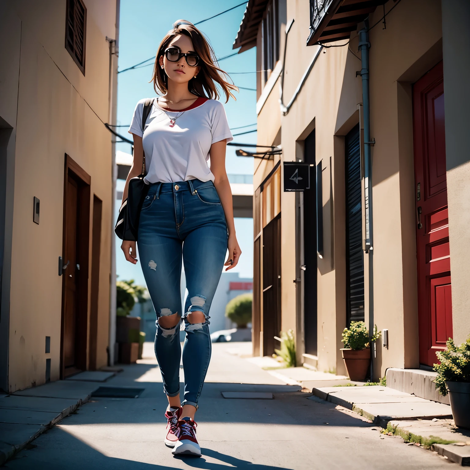 (foto crua, 4k, obra de arte, high resolution, extremamente complexo) (realista: 1.4), cinematic lighting, 1 garota, foco apenas, Summer noon, quente, 1990s (estilo), lente jeans, interior, camiseta de manga curta