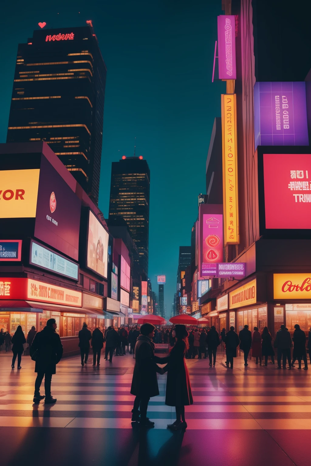 Photo of a vibrant cityscape, billboards shouting "Hug Your Opp" in bold, colorful letters, diverse crowd gathered below, warm sunlight casting long shadows, clear and crisp image, masterpiece, photorealistic, high definition, detailed, 4K resolution, Canon EOS R6, 24-70mm Lens, F/5.6, ISO 100, dynamic contrast, urban environment, wallpaper, cinematic lighting.

Imagine a heart-warming scene, billboards displaying "Hug Your Opp" messages in various languages, multicultural community coming together, smiling and embracing each other, cozy and inviting atmosphere,